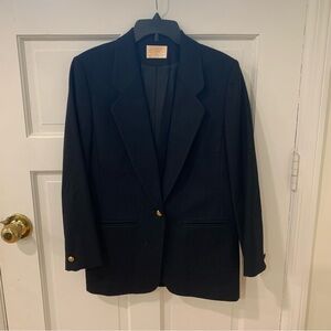 Vintage Pendleton Women’s Pure Virgin Wool One Button Blazer Black Size 8